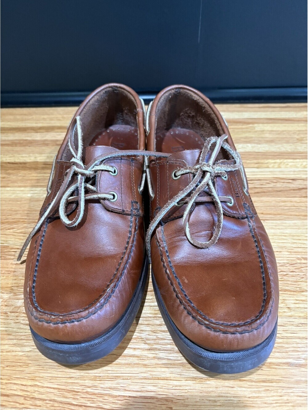 Bass Seafarer Men's 10M Brown Leather Boat Shoes Moc Toe Casual Loafers